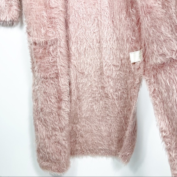 BB Dakota Love Pink Eyelash Long Duster Sweater Cardigan Womens Size XS Furry - Picture 9 of 10